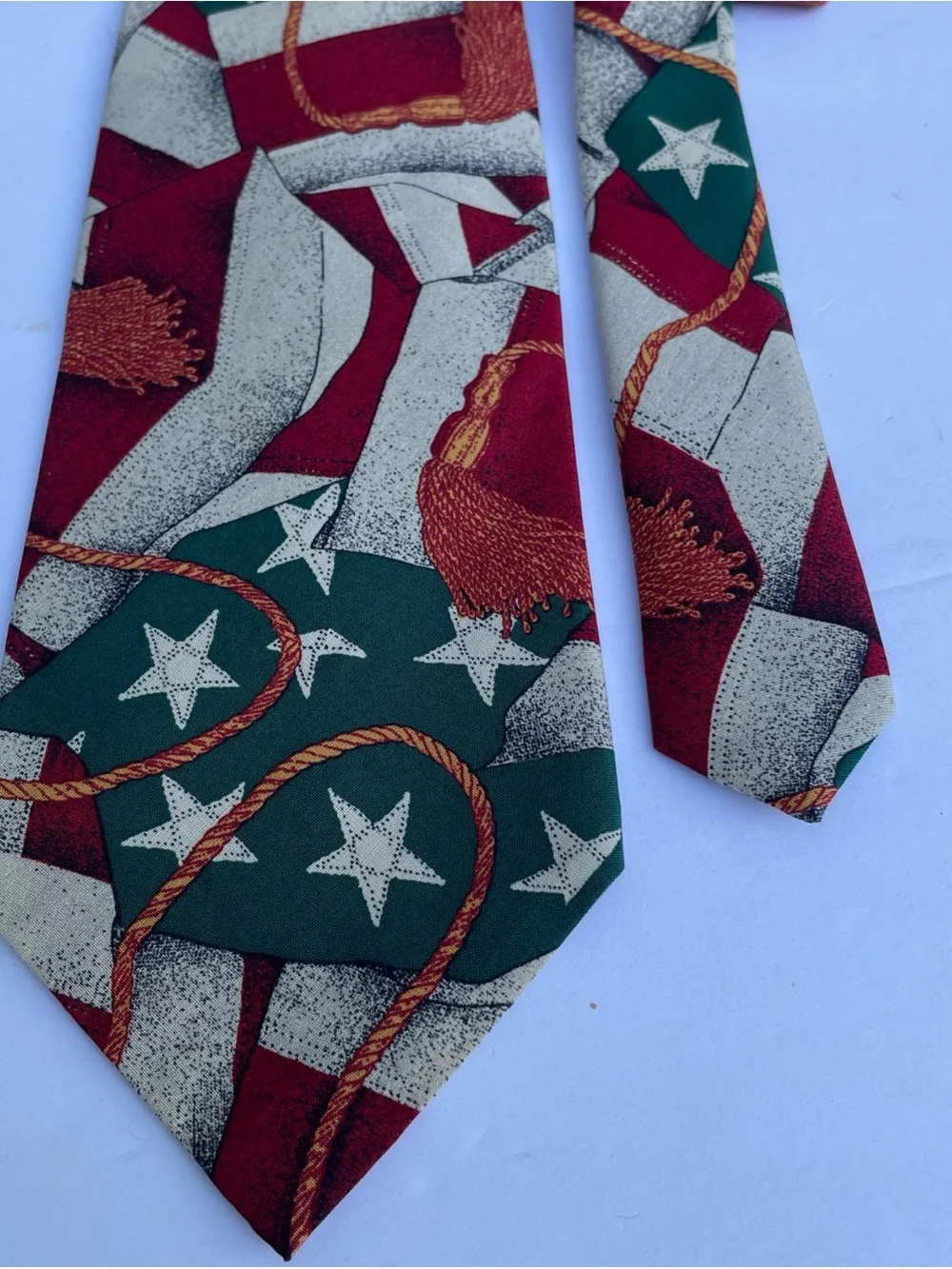VTG Polo Ralph Lauren Tie American Flag 100% Silk Made By Hand In USA Party REAR - Picture 9 of 12